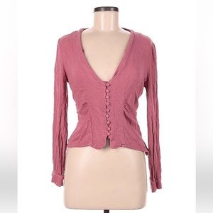 Free people pink long sleeve corset top